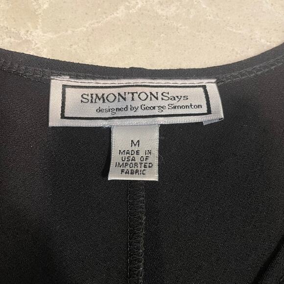Simonton Says women's blouse Medium black blouse relaxed fit vintage Made in USA - Picture 9 of 10